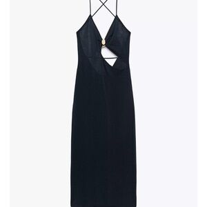 Zara Black Backless Dress with Cutout